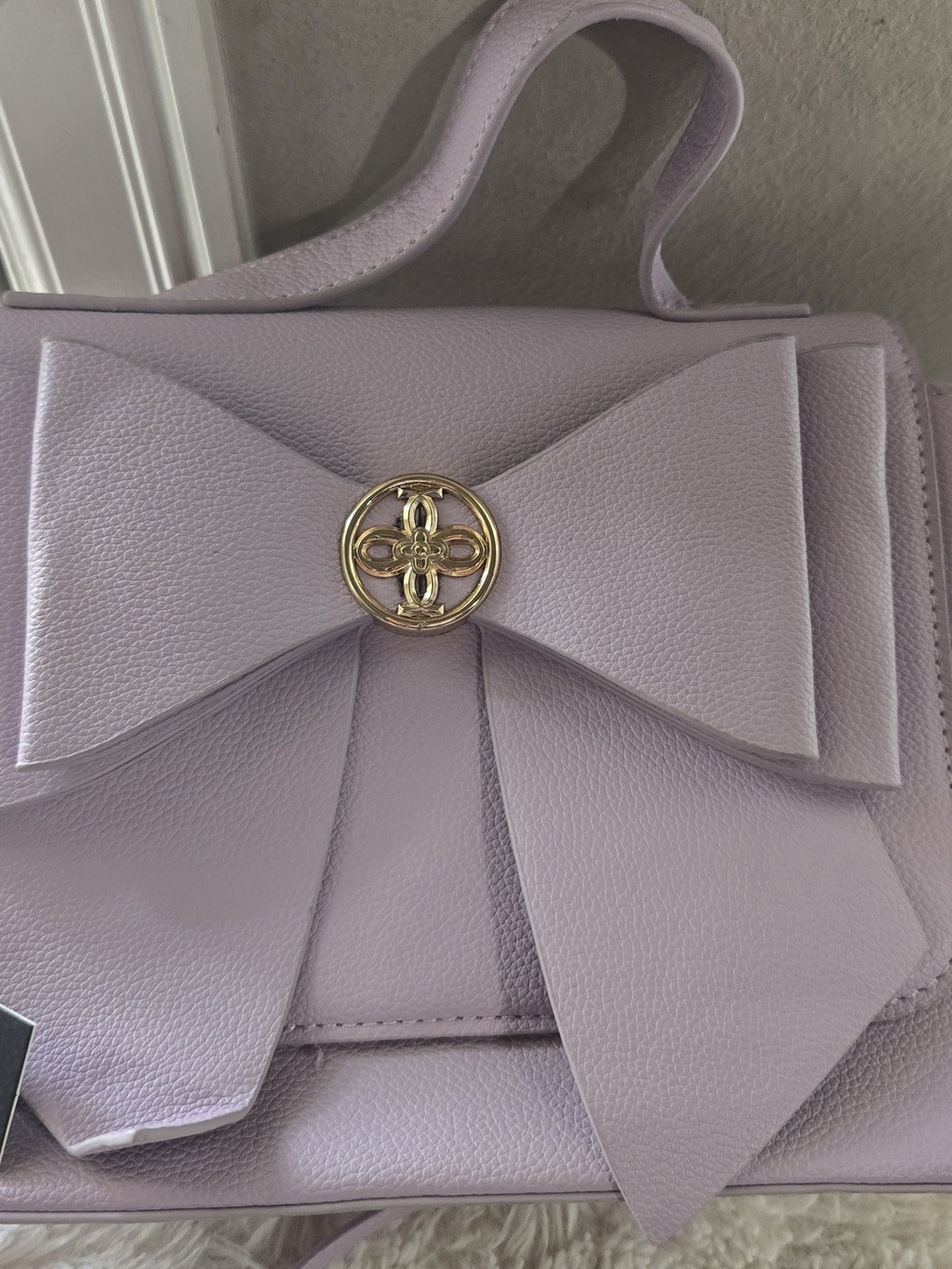 Like Dreams Pink Bow Shoulder Bag with Gold-Tone Emblem